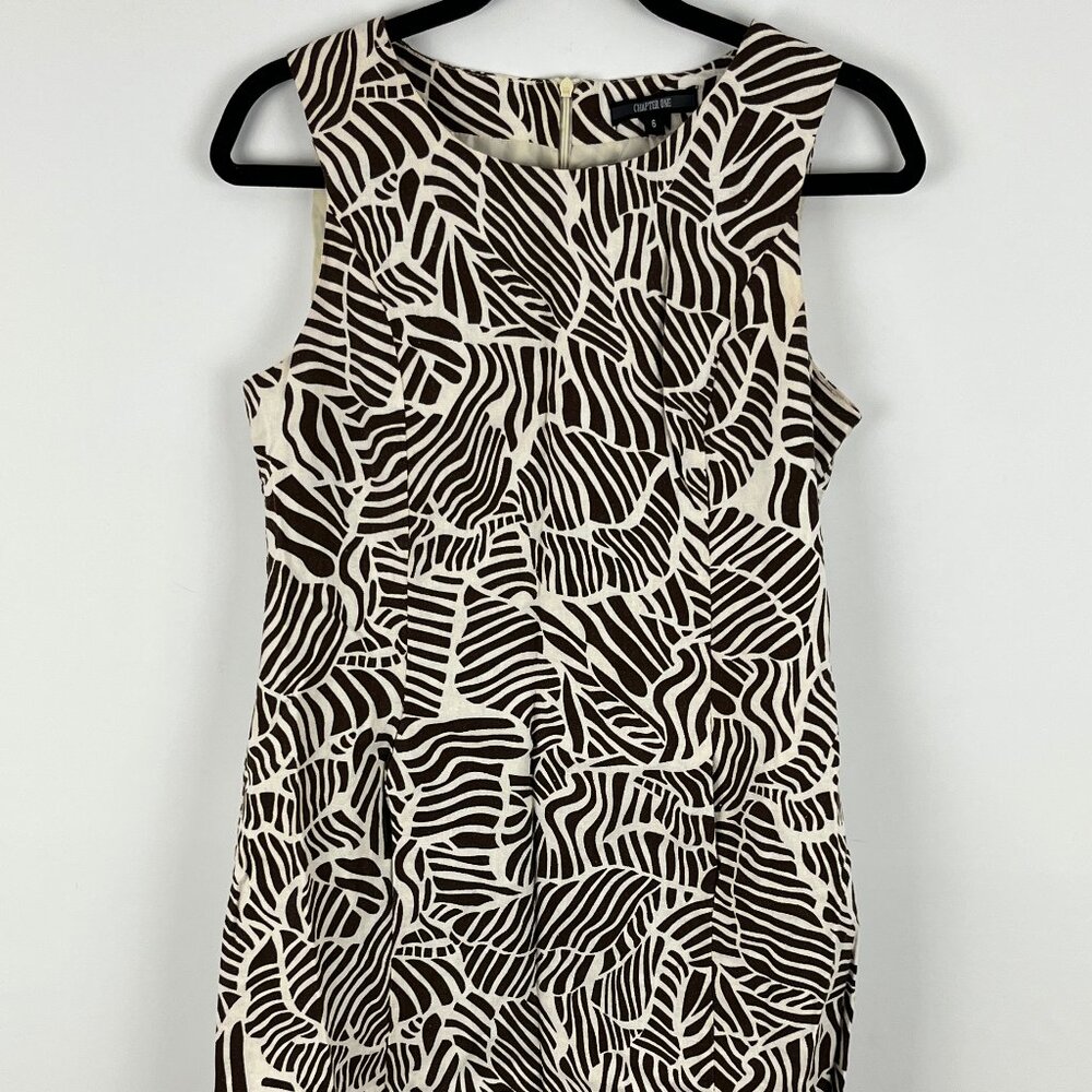Chapter One A Line Dress Size 6 Brown Animal Print Sleeveless Wide Strap Lined